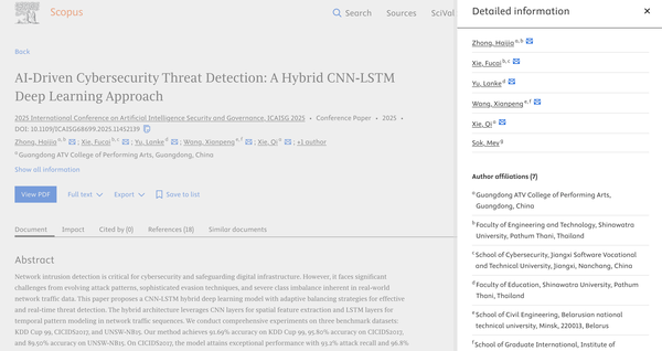 AI-Driven Cybersecurity 论文 Scopus 检索截图