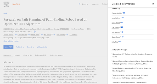 Path Planning RRT 论文 Scopus 检索截图