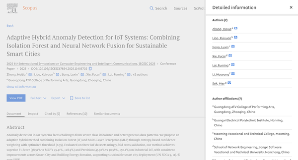 IoT 异常检测论文 Scopus 检索截图